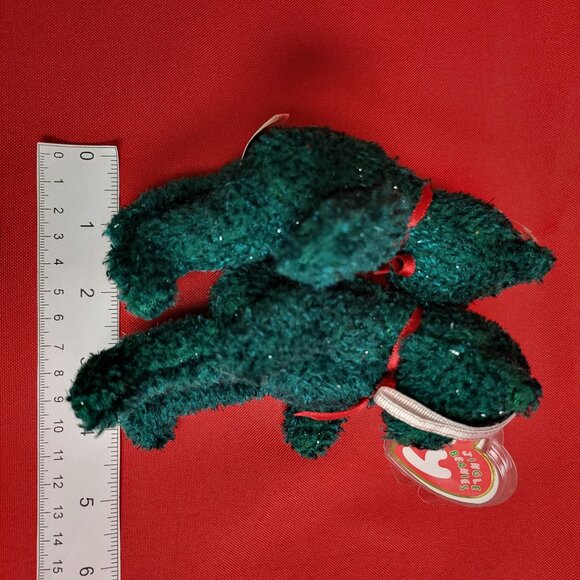 Holiday Green Teddy Ty Jingle Beanies Set of 2 Plush Christmas Ornaments 2004 - Picture 8 of 12
